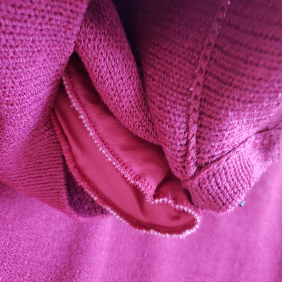 St John Marie Gray Dress Womens 12 Red Knit Mock Neck Shoulder Pads Made in USA - Picture 11 of 11